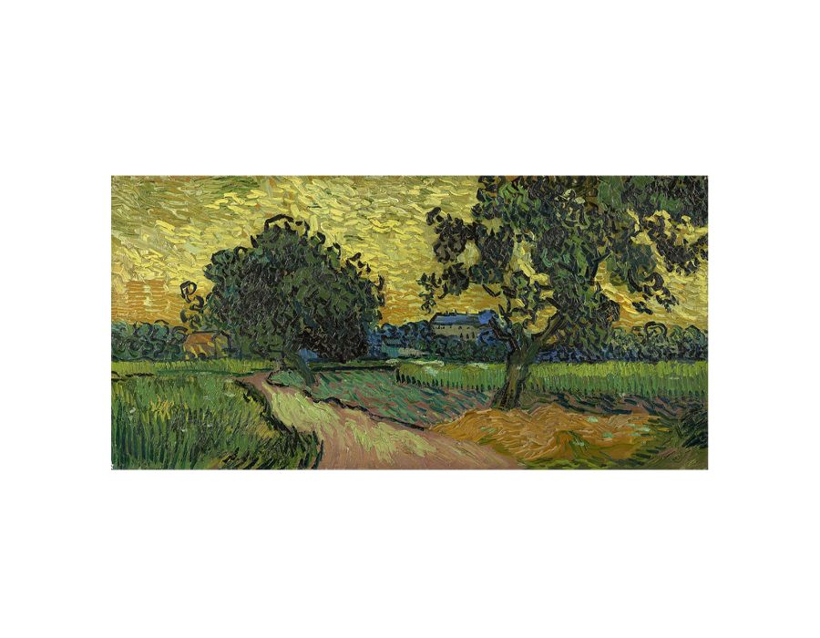 Landscape At Twilight By Van Gogh Canvas Print-0