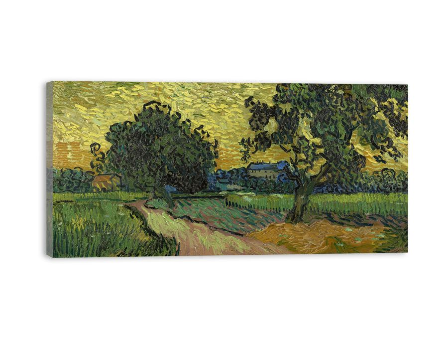 Landscape At Twilight By Van Gogh Canvas Print-1