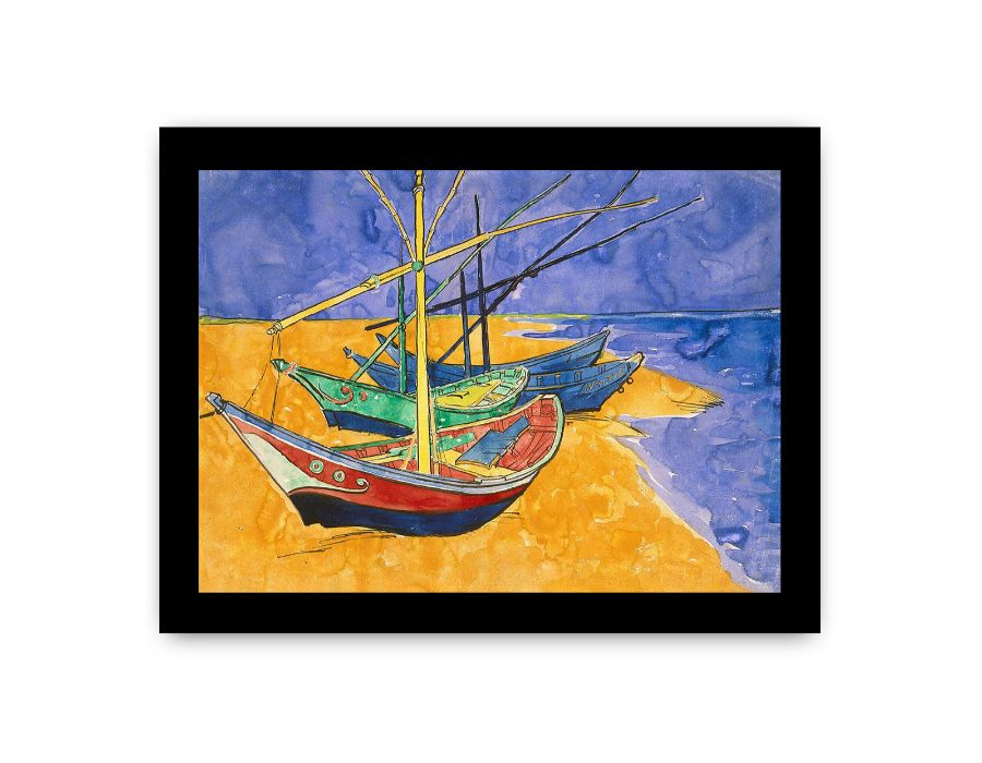Fishing Boats By Van Gogh Framed Print Framed Print-2
