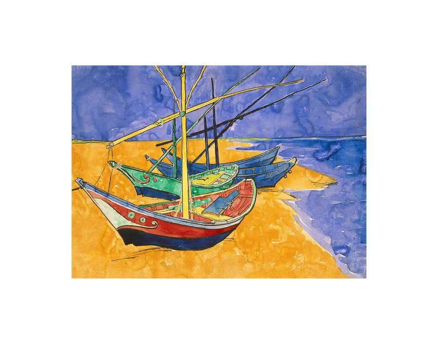 Fishing Boats By Van Gogh Canvas Print-0