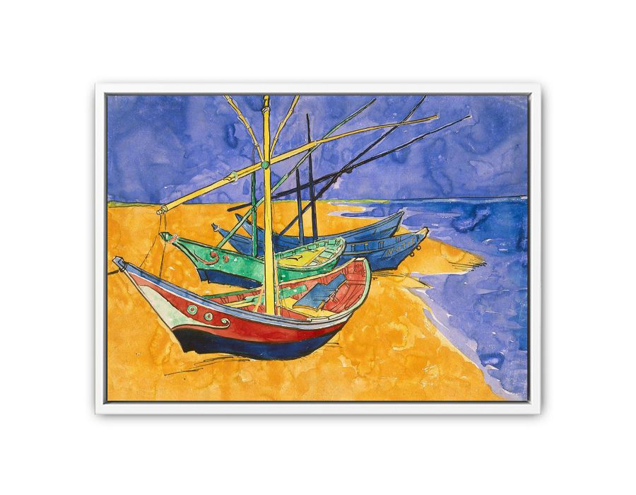 Fishing Boats By Van Gogh Canvas Print-3