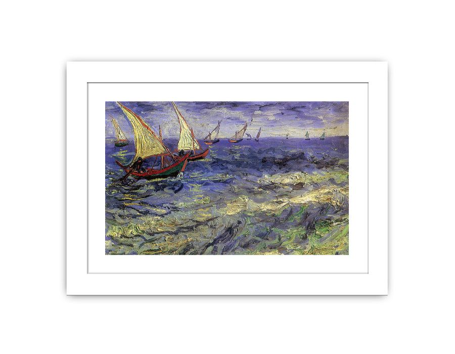 Boats Painting by Van Gogh Framed Print-1