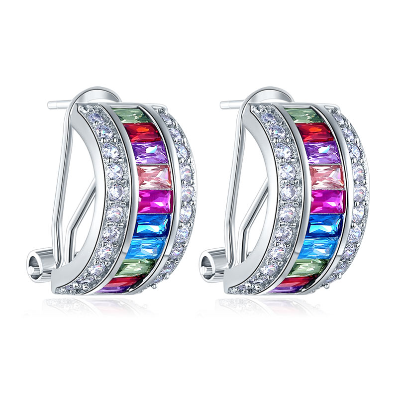 Multi-Color Stones 925 Sterling Silver Earrings Jewelry XFE8131-3