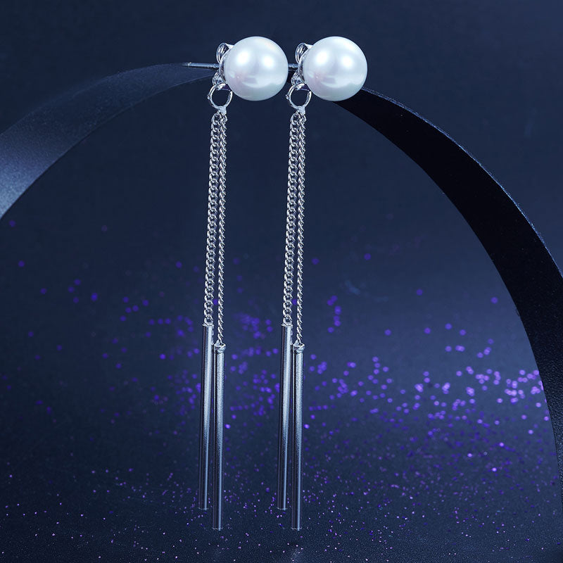 Drop Bridal Wedding 925 Sterling Silver Created Pearl Earrings Bridesmaid Jewelry XFE8133-3