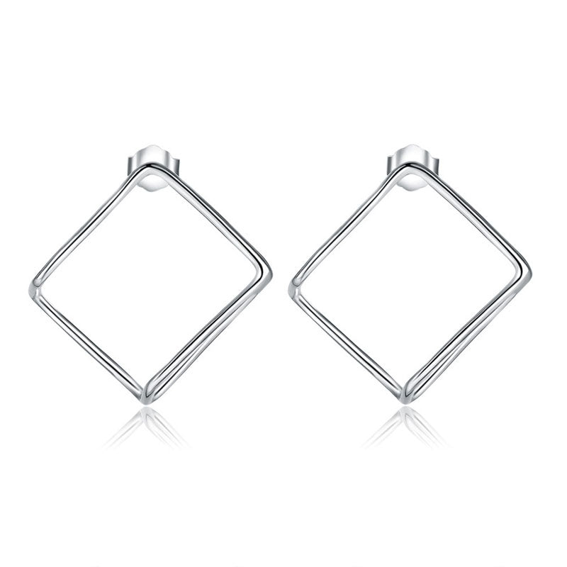 Cube Stud 925 Sterling Silver Earrings Fashion Stylish Jewelry XFE8138-0
