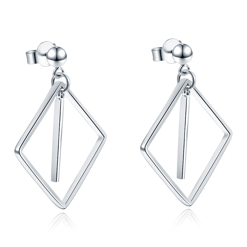925 Sterling Silver Earrings Dangle Square Fashion Stylish Jewelry XFE8139-3