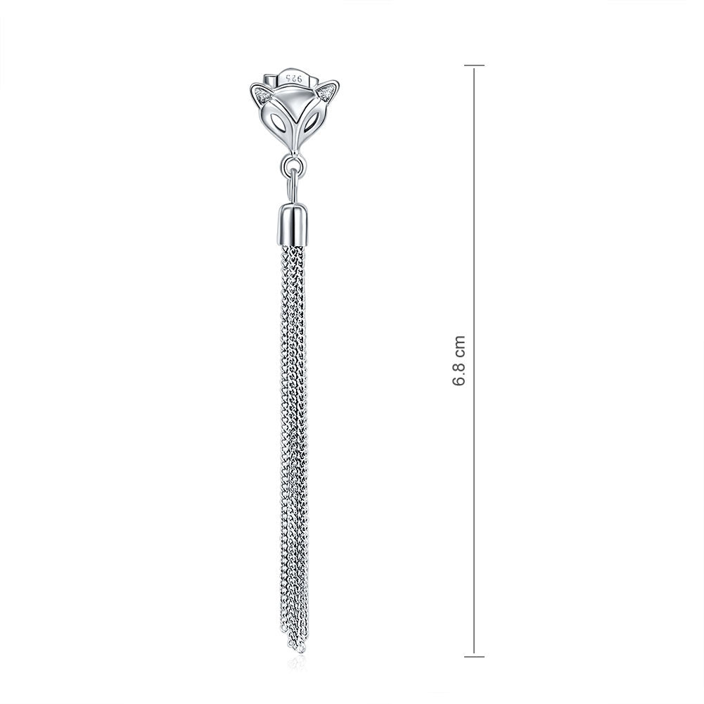Solid 925 Sterling Silver Earrings Dangle Drop Fox Simple Elegant XFE8149-2