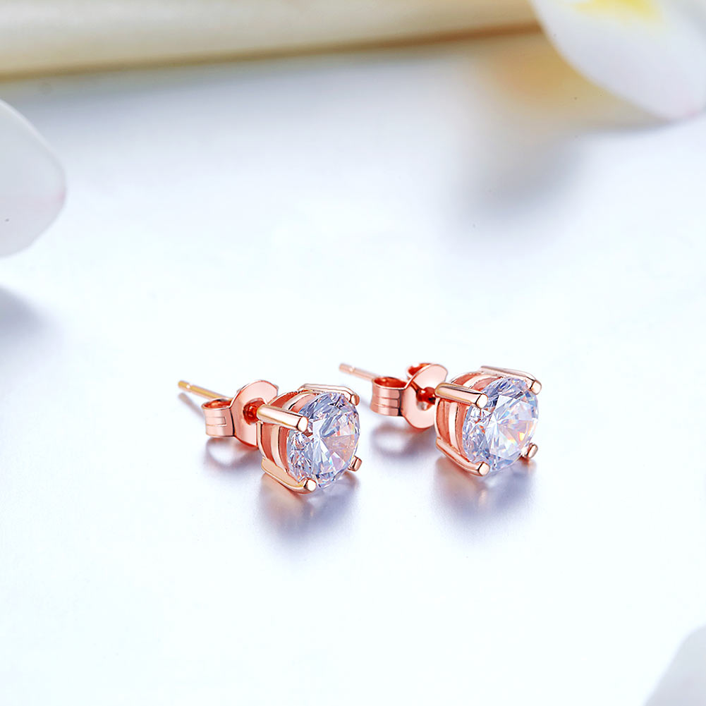 1 Carat Created Diamond Stud Earrings 925 Sterling Silver Rose Gold Plated  XFE8151-1