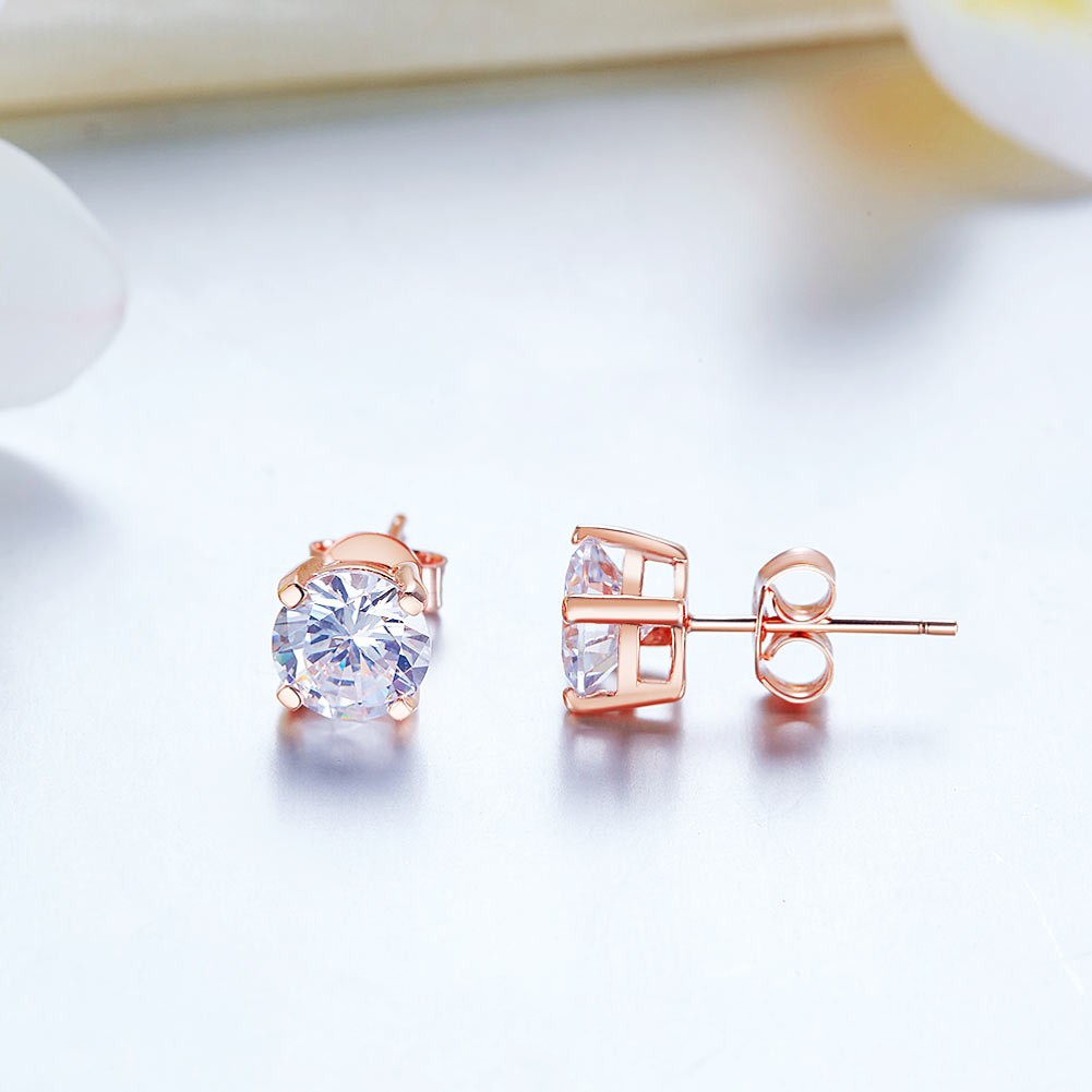 1 Carat Created Diamond Stud Earrings 925 Sterling Silver Rose Gold Plated  XFE8151-4