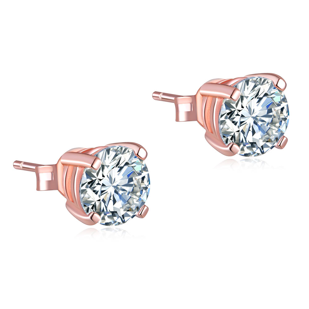 1 Carat Created Diamond Stud Earrings 925 Sterling Silver Rose Gold Plated  XFE8151-3