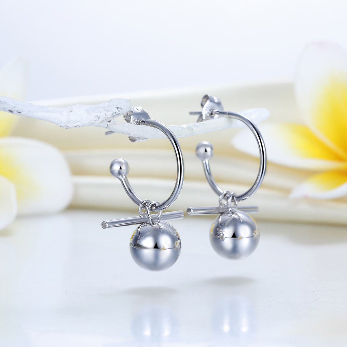 Dangle Balls Solid 925 Sterling Silver Earrings-1