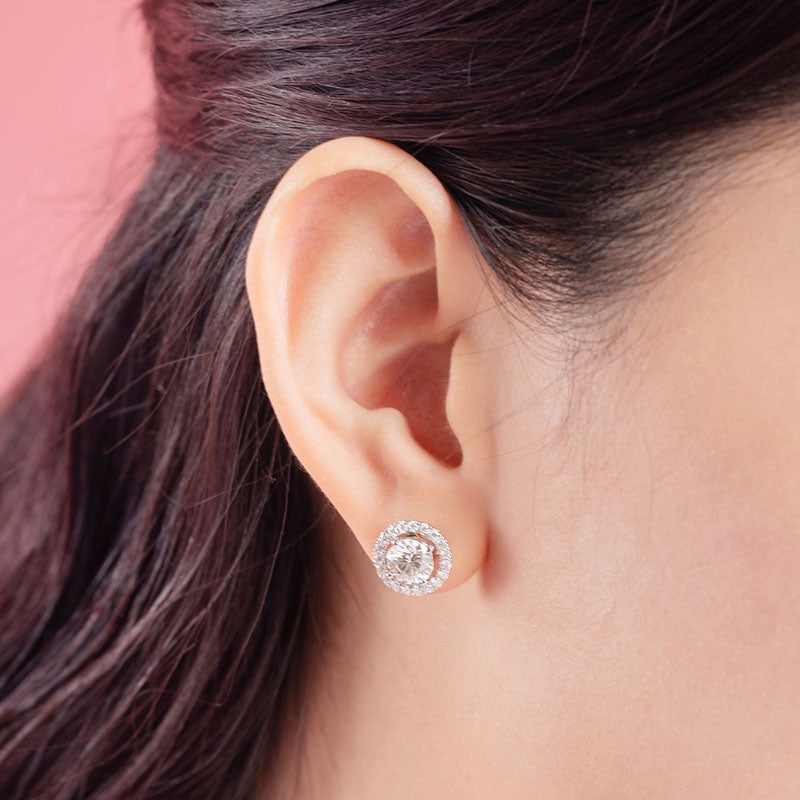 1 Carat Moissanite Diamond 4 Claws Stud Earrings 925 Sterling Silver MFE8187-1