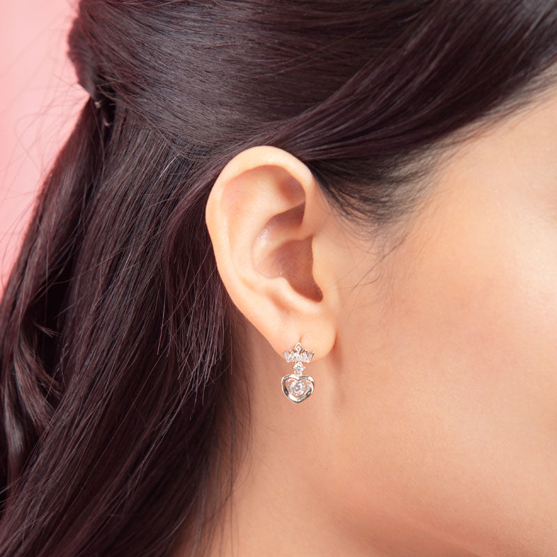 Dancing Stone Dangle Crown Earrings 925 Sterling Silver XFE8199-2