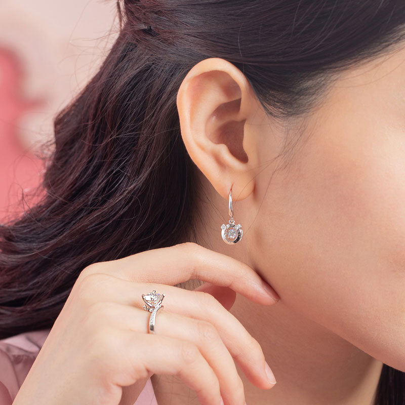 Dancing Stone Earrings Dangle Hook 925 Sterling Silver XFE8202-2