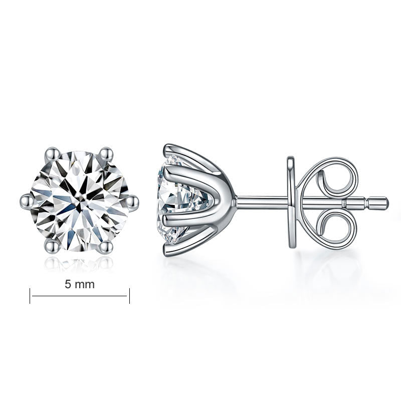0.5 Carat Moissanite Diamond 6 Claws Stud Earrings 925 Sterling Silver MFE8203-2