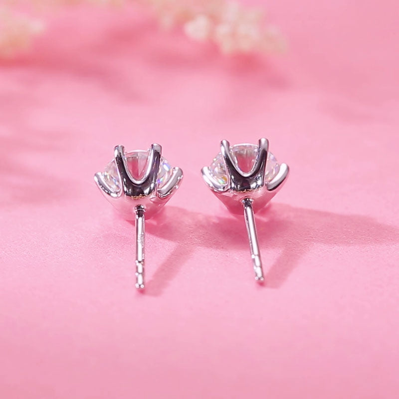 0.5 Carat Moissanite Diamond 6 Claws Stud Earrings 925 Sterling Silver MFE8203-4