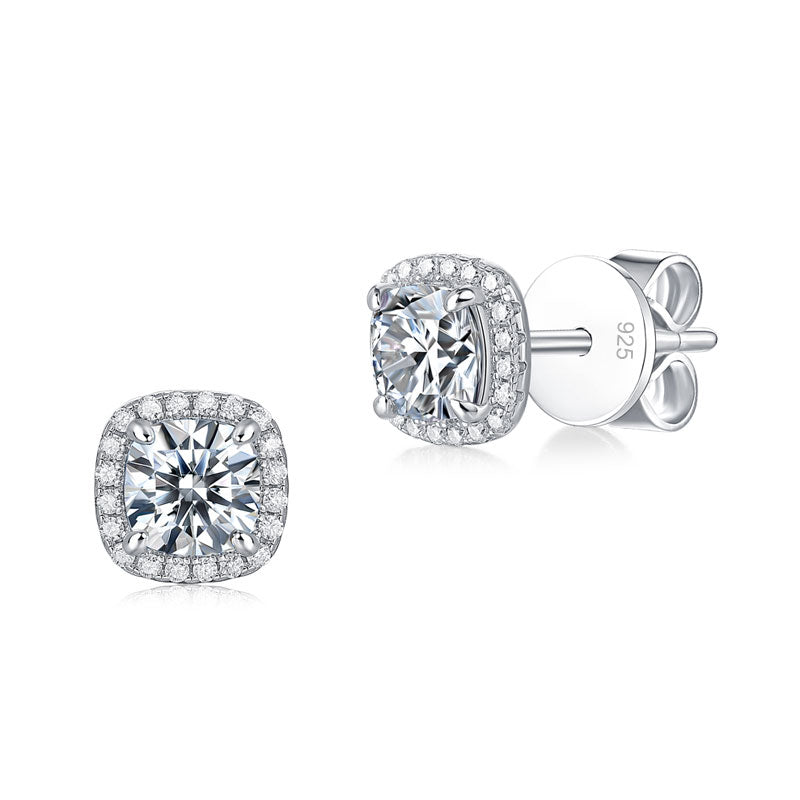 Cushion Cut 0.6 Carat Moissanite Diamond Stud Earrings 925 Sterling Silver MFE8204-0