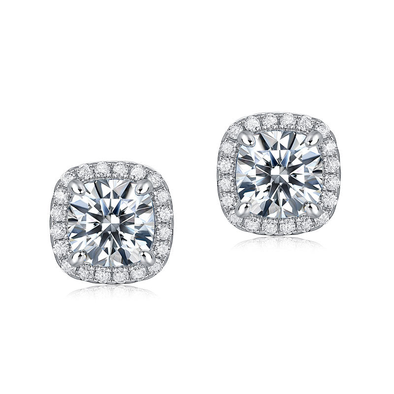 Cushion Cut 0.6 Carat Moissanite Diamond Stud Earrings 925 Sterling Silver MFE8204-4
