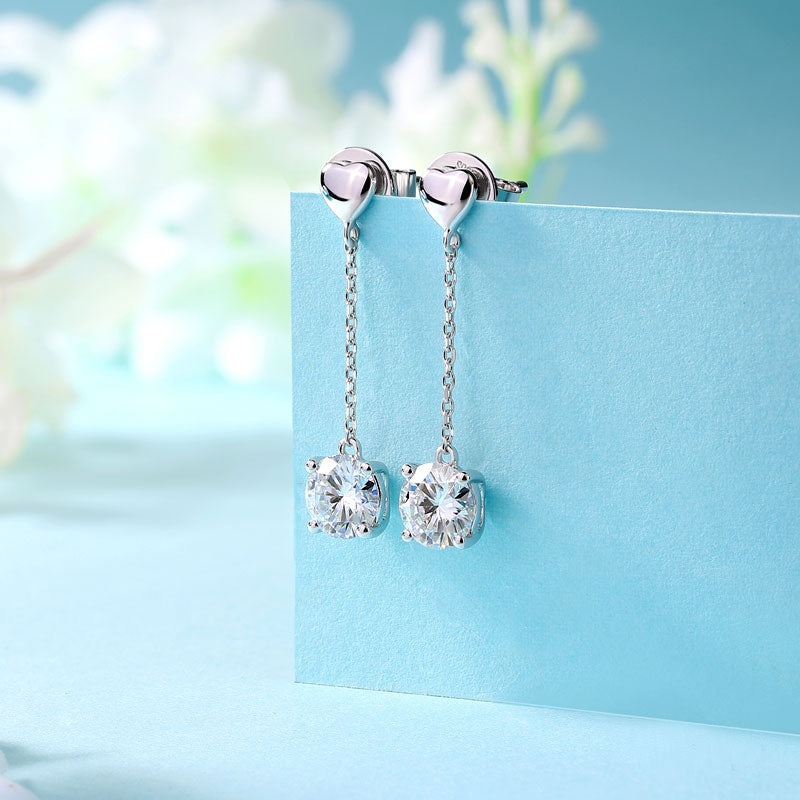 1 Carat Moissanite Diamond Dangle Earrings 925 Sterling Silver MFE8208-1
