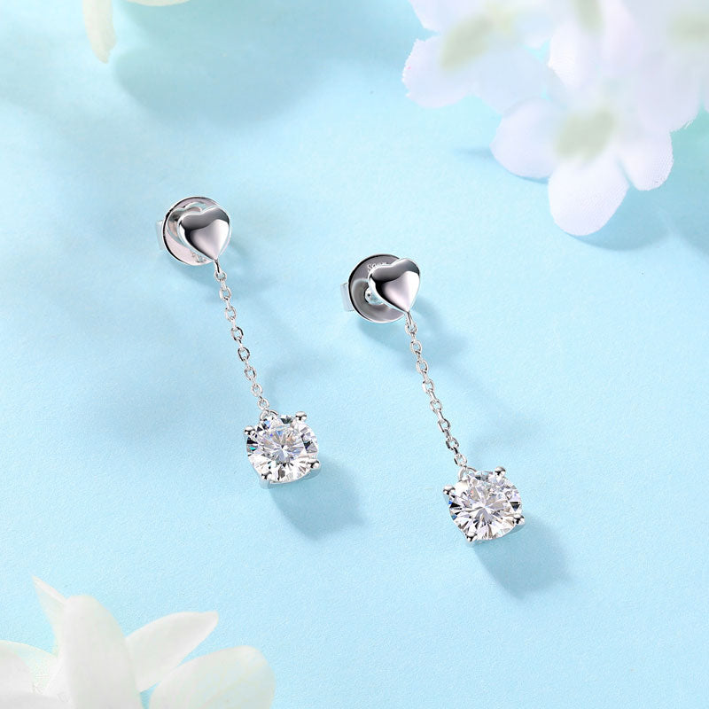 1 Carat Moissanite Diamond Dangle Earrings 925 Sterling Silver MFE8208-3