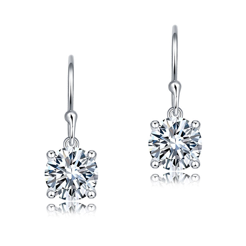 1 Carat Moissanite Diamond Hook Drop Earrings 925 Sterling Silver MFE8209-2