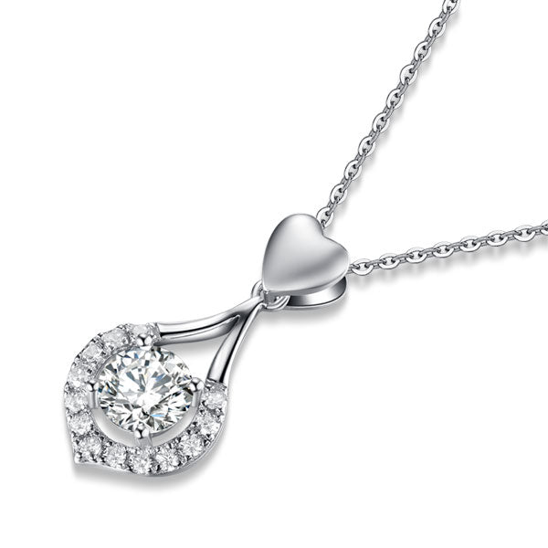 Heart Tear Drop Pendant Necklace 925 Sterling Silver Jewelry Created Diamond XFN8059-2