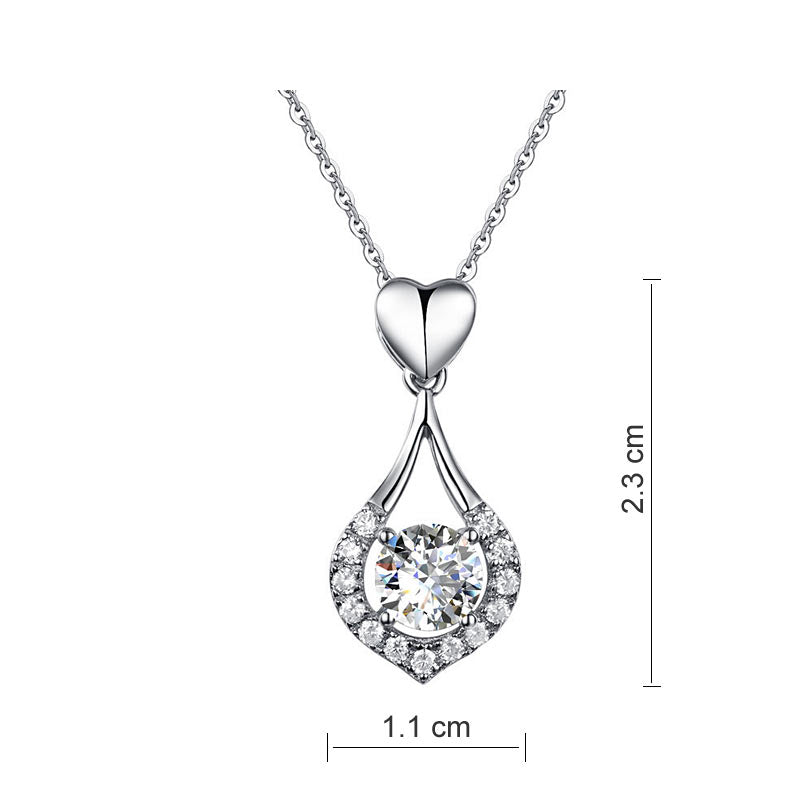 Heart Tear Drop Pendant Necklace 925 Sterling Silver Jewelry Created Diamond XFN8059-3
