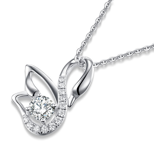 Swan Pendant Necklace 925 Sterling Silver Jewelry Created Diamond XFN8061-2
