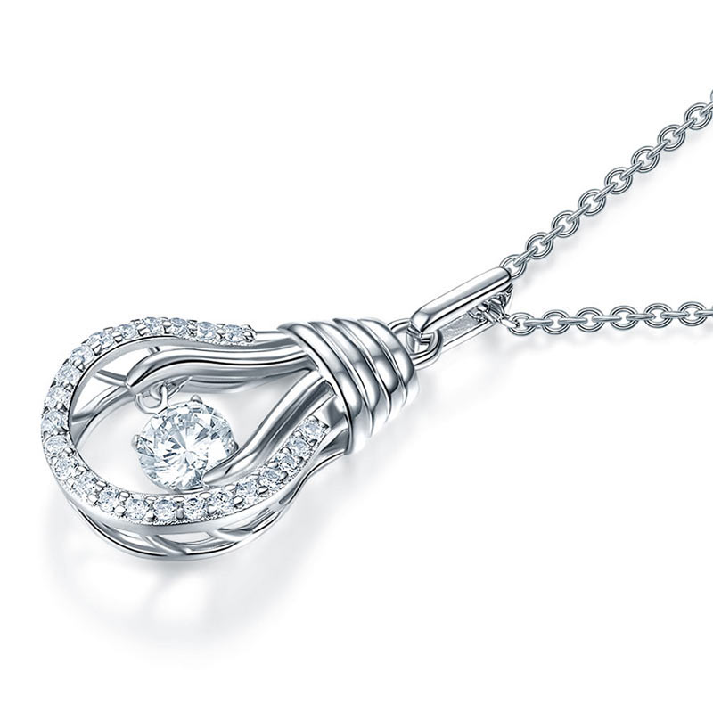 Dancing Stone Bulb Pendant Necklace 925 Sterling Silver XFN8067-1