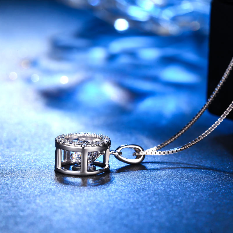 Dancing Stone Pendant Necklace 925 Sterling Silver XFN8099-3