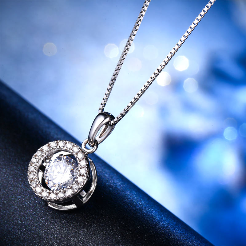 Dancing Stone Pendant Necklace 925 Sterling Silver XFN8099-4