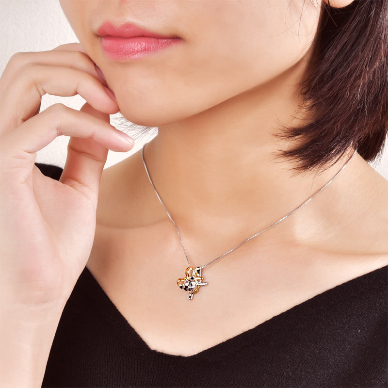 Lovely Bear Pendant Necklace 925 Sterling Silver Birthday Good Handcraft Gift XFN8102-1