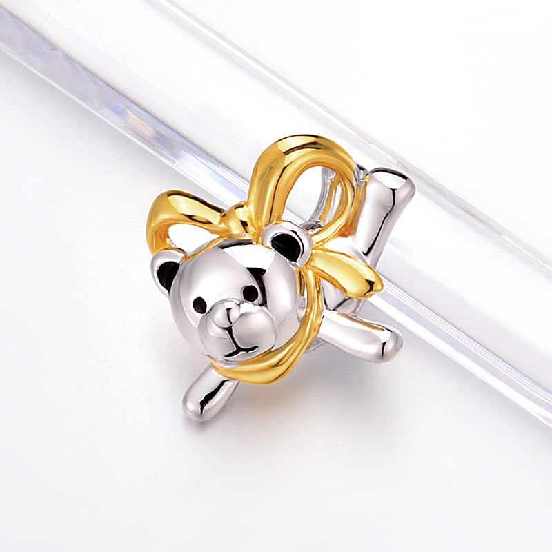 Lovely Bear Pendant Necklace 925 Sterling Silver Birthday Good Handcraft Gift XFN8102-2