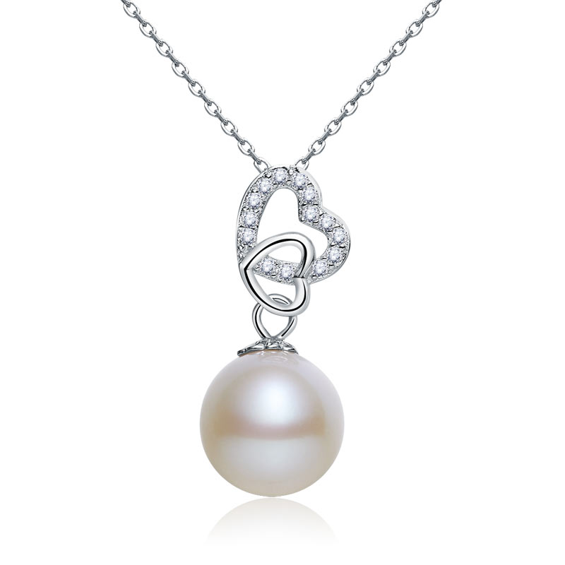 Fresh Water Pearl Heart Necklace 925 Sterling Silver XFN8119-0