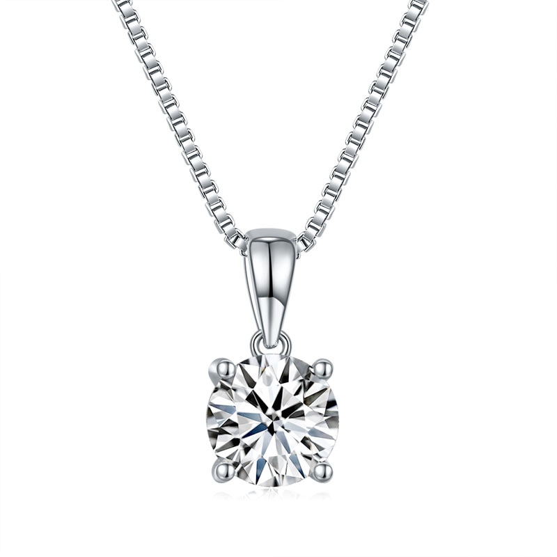 1 Carat Moissanite Diamond Pendant Necklace 925 Sterling Silver MFN8140-0