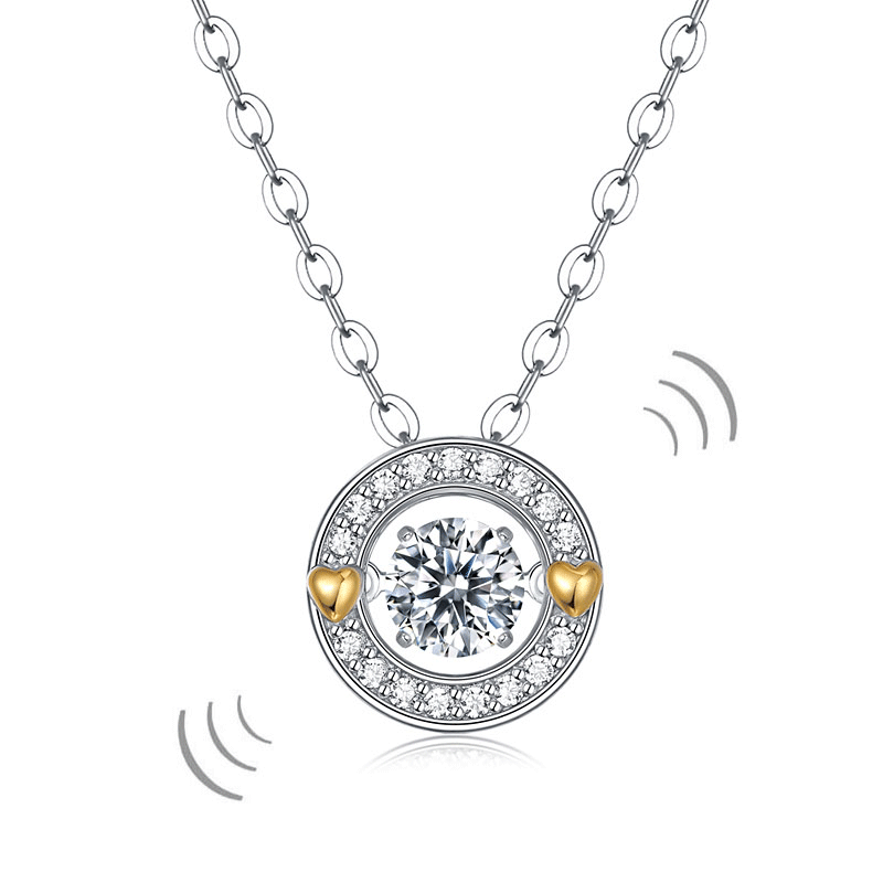 1 Carat Moissanite Diamond Dancing Stone Necklace 925 Sterling Silver MFN8148-0