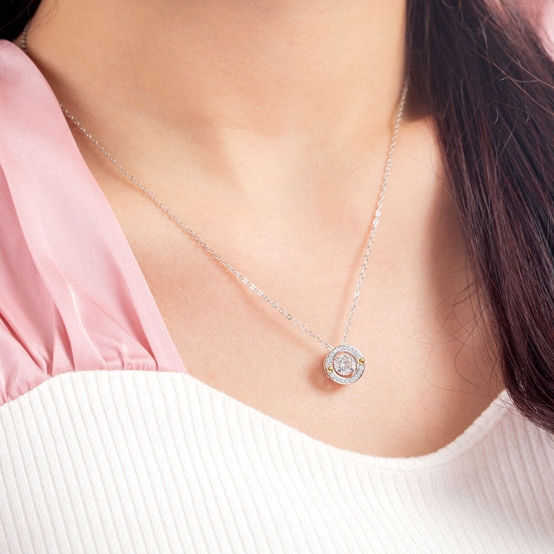 1 Carat Moissanite Diamond Dancing Stone Necklace 925 Sterling Silver MFN8148-1