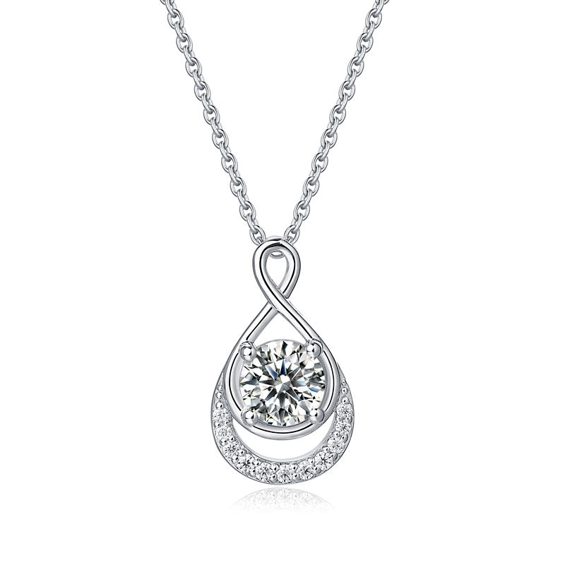 1 Ct Moissanite Diamond Infinity Pendant Necklace 925 Sterling Silver MFN8150-0