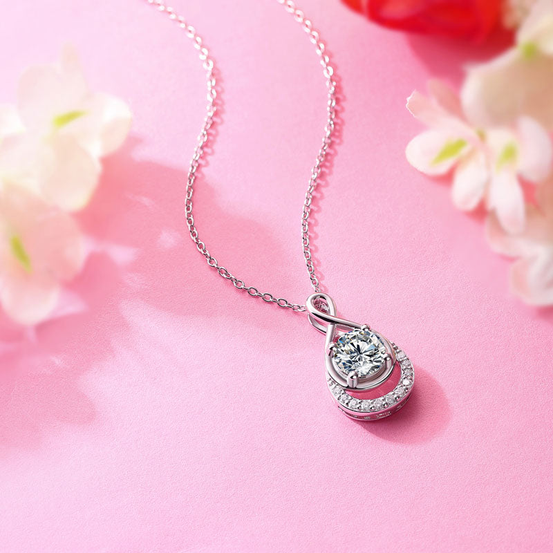 1 Ct Moissanite Diamond Infinity Pendant Necklace 925 Sterling Silver MFN8150-2