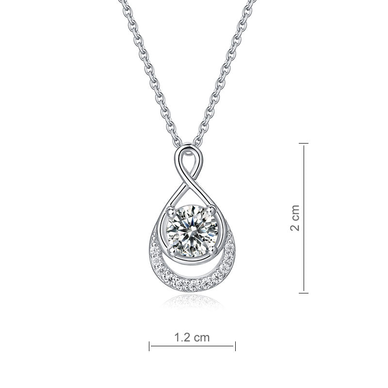 1 Ct Moissanite Diamond Infinity Pendant Necklace 925 Sterling Silver MFN8150-3