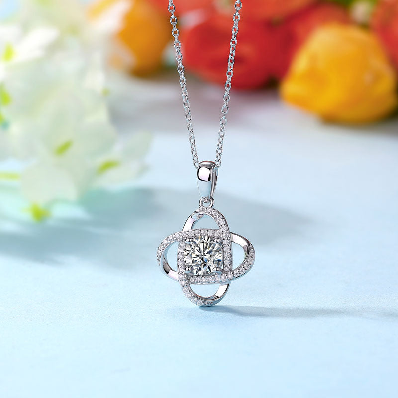 1 Ct Moissanite Diamond Flower Pendant Necklace 925 Sterling Silver MFN8151-1