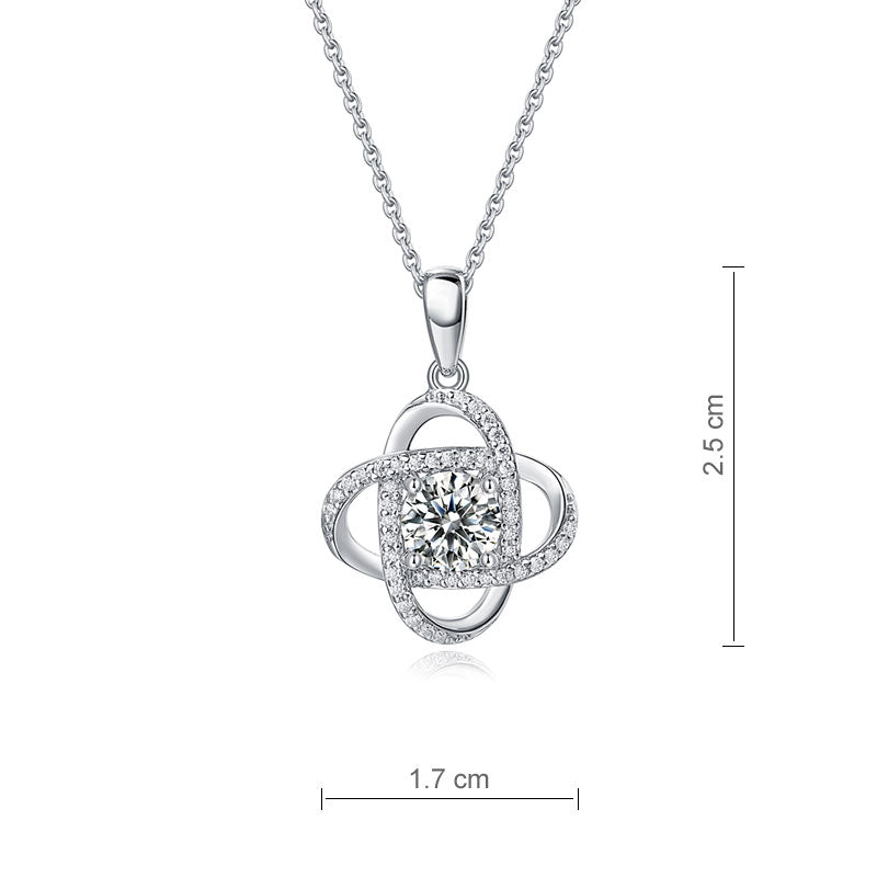 1 Ct Moissanite Diamond Flower Pendant Necklace 925 Sterling Silver MFN8151-3