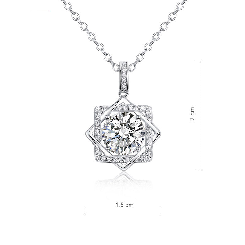 2 Carats Moissanite Diamond Octagram Pendant Necklace 925 Sterling Silver MFN8157-3