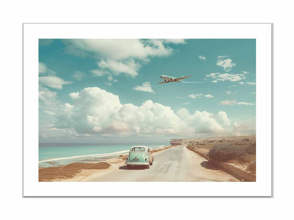 Car Beach Road Framed Print-3
