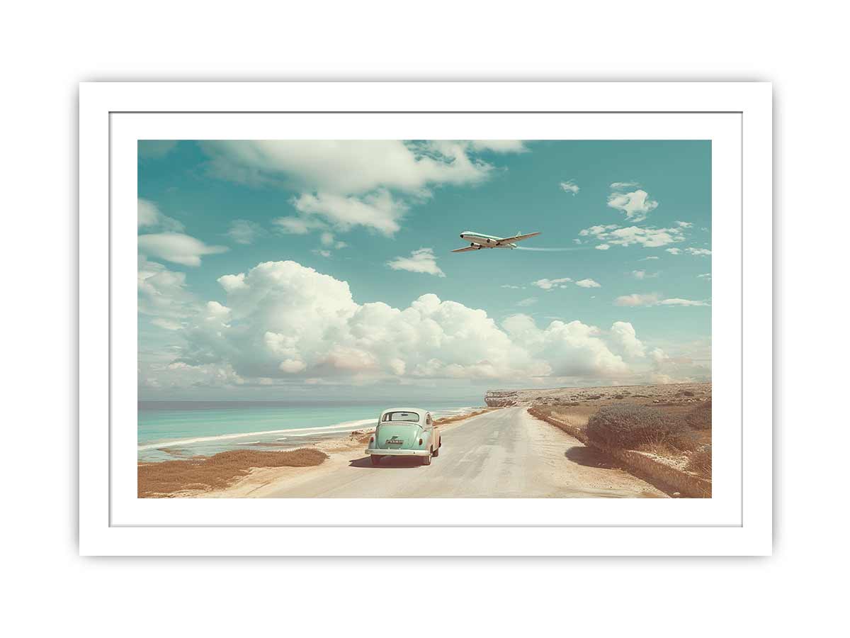 Car Beach Road Framed Print-1