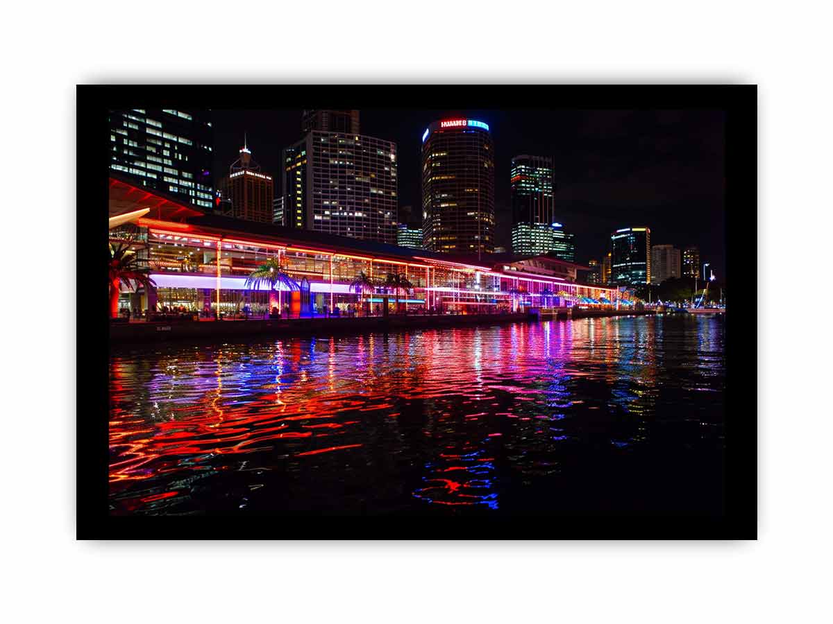 Darling Harbour Sydney Night Framed Print-2
