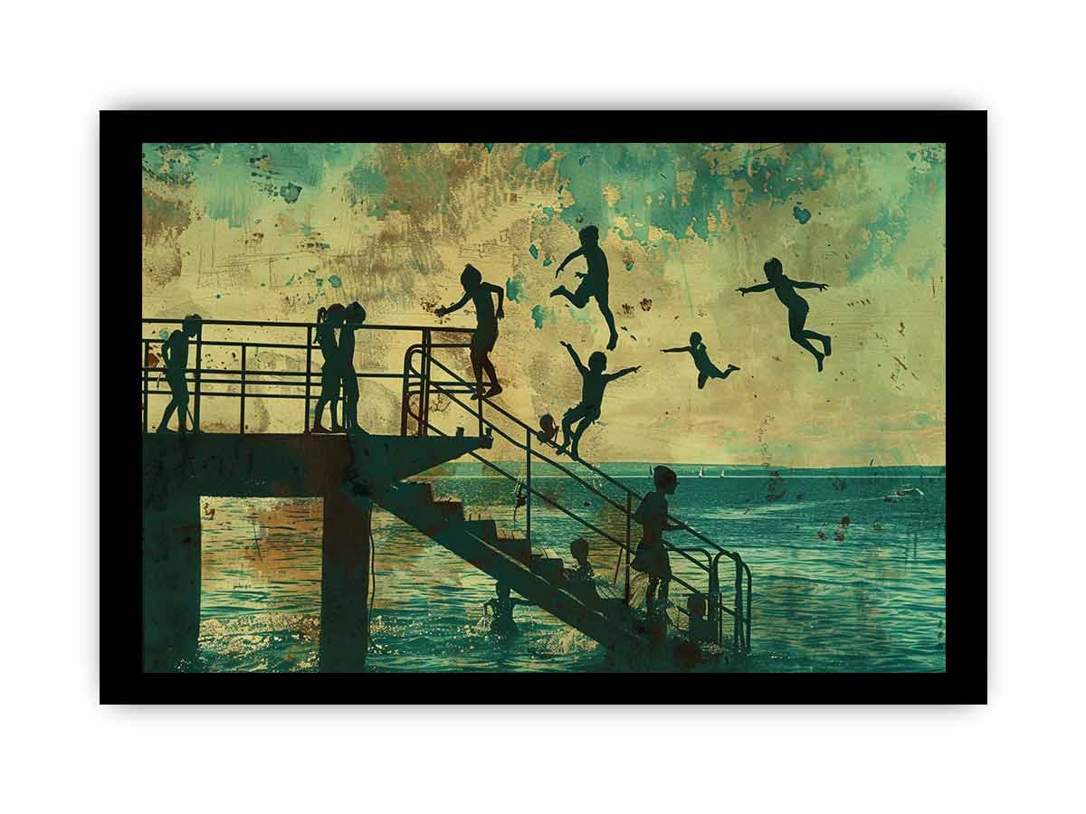 Kids Dive Art Framed Print-2