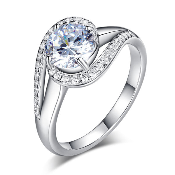 Twist Curl 925 Sterling Silver Wedding Engagement Ring 1.25 Ct Created Diamond XFR8245-3