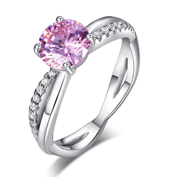 925 Sterling Silver Wedding Promise Anniversary Ring 1.25 Ct Fancy Pink Created Diamond XFR8248-0