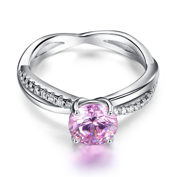 925 Sterling Silver Wedding Promise Anniversary Ring 1.25 Ct Fancy Pink Created Diamond XFR8248-2